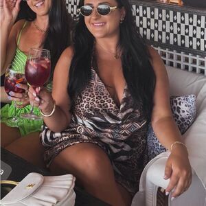 Animal Print cowl neck mini dress